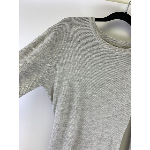 Modern Citizen Long Sleeve Sweater Dress Gray Bodycon Tie Waist Midi Ribbed Med - Picture 3 of 15